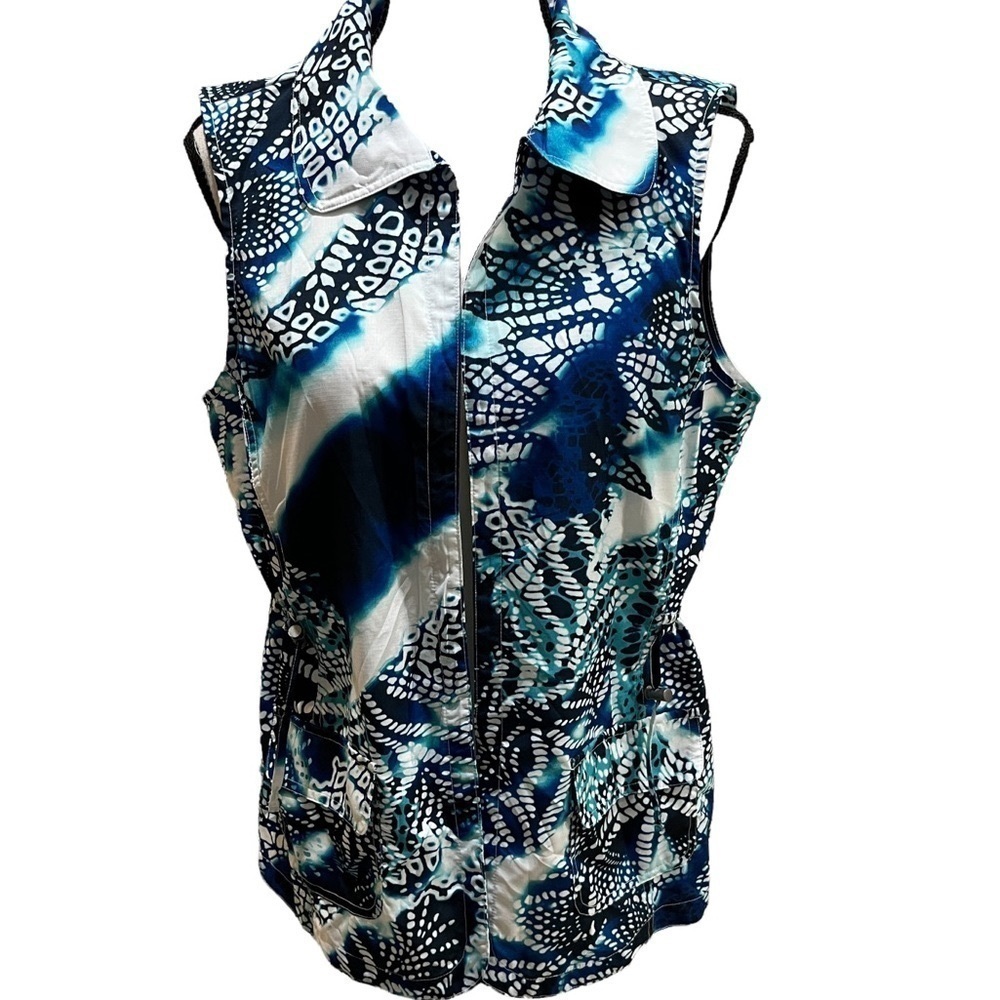 Chico's Blue and Black Abstract Button Down Shirt